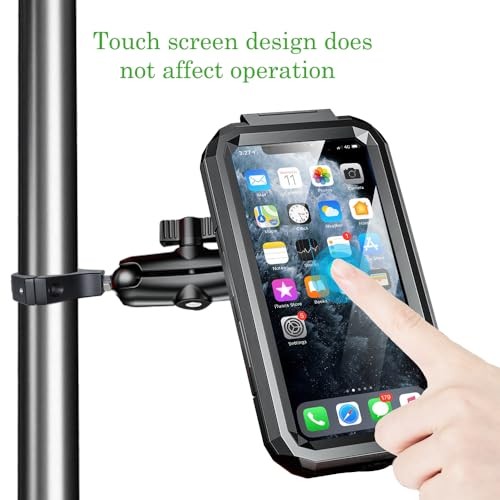 UTV Phone Mount with Waterproof Protector, 360 Degree Adjustable Holder,
