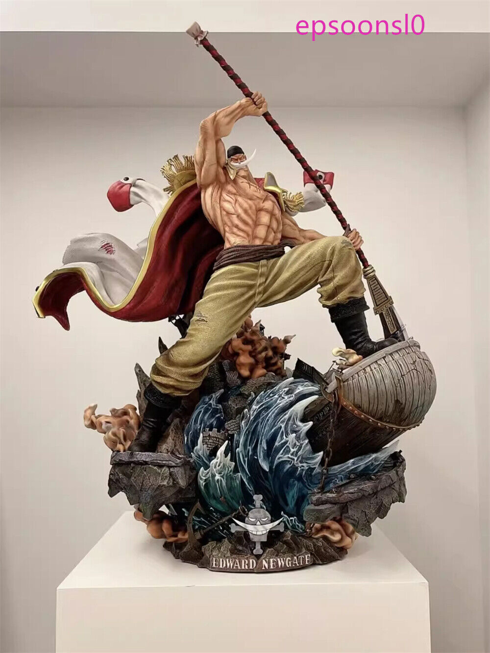 Japan Anime White Beard Edward Newgate PVC Figure Statue Toy Collect w/ led 40cm