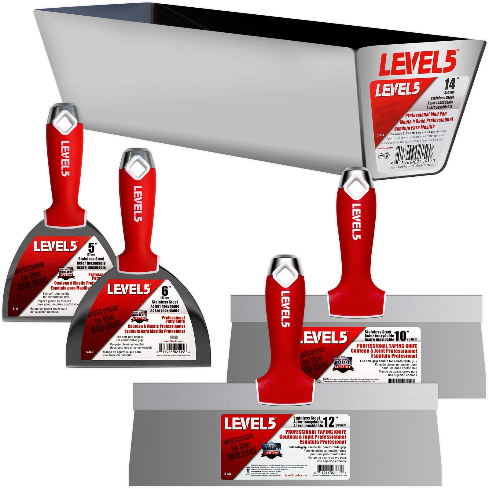 Drywall Finishing Hand Tool Kit | 5, 6 Inch Joint Knives, 10, 12 Inch Taping ...