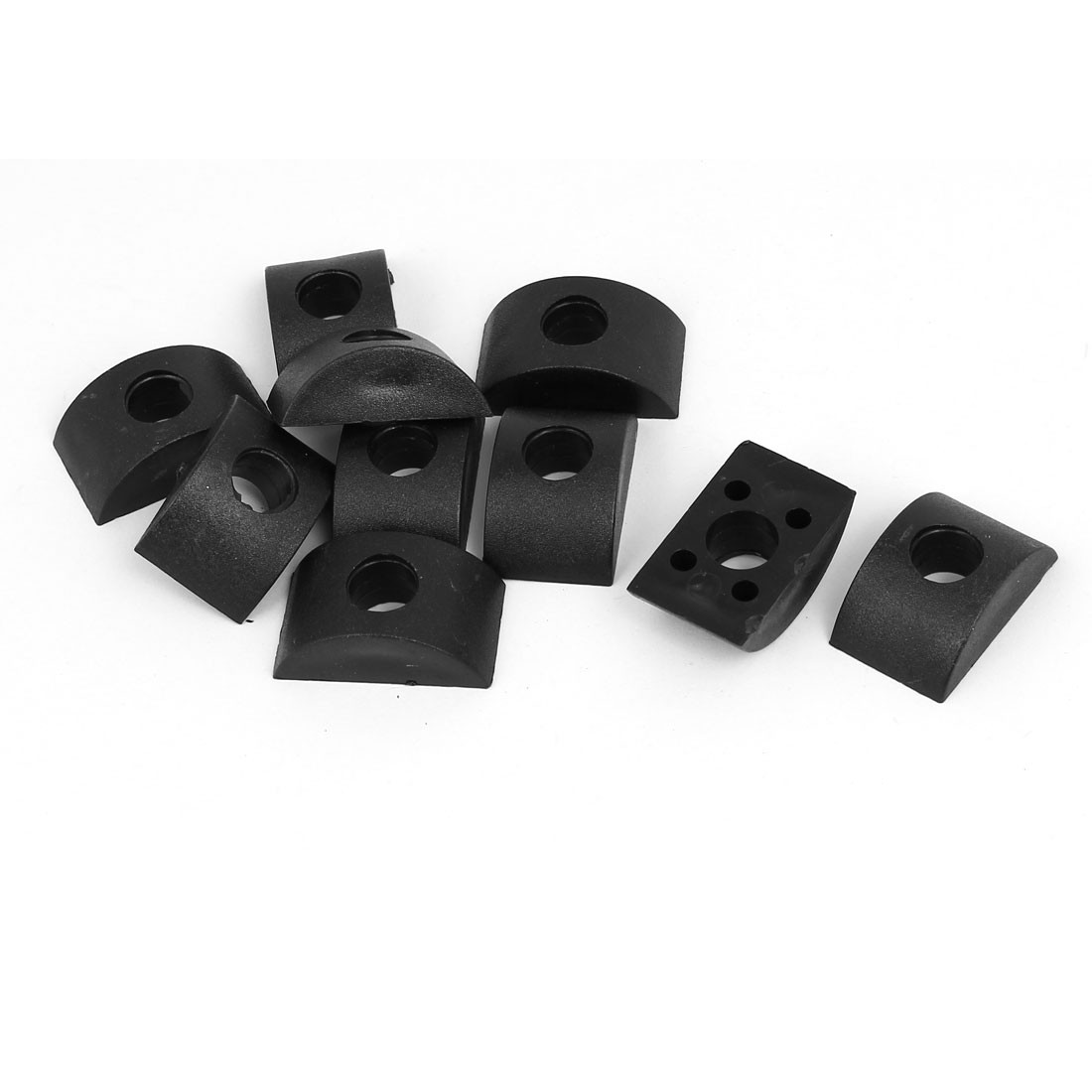 10mm Hole Dia Furniture Connector Half Moon Nuts Spacer Washer Black 10PCS