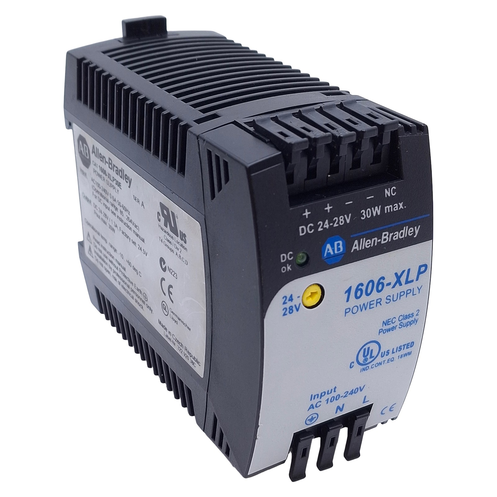 Allen Bradley 1606-XLP30E Power Supply 30W, 100-240VAC/110-300VDC, 24-28VDC Out