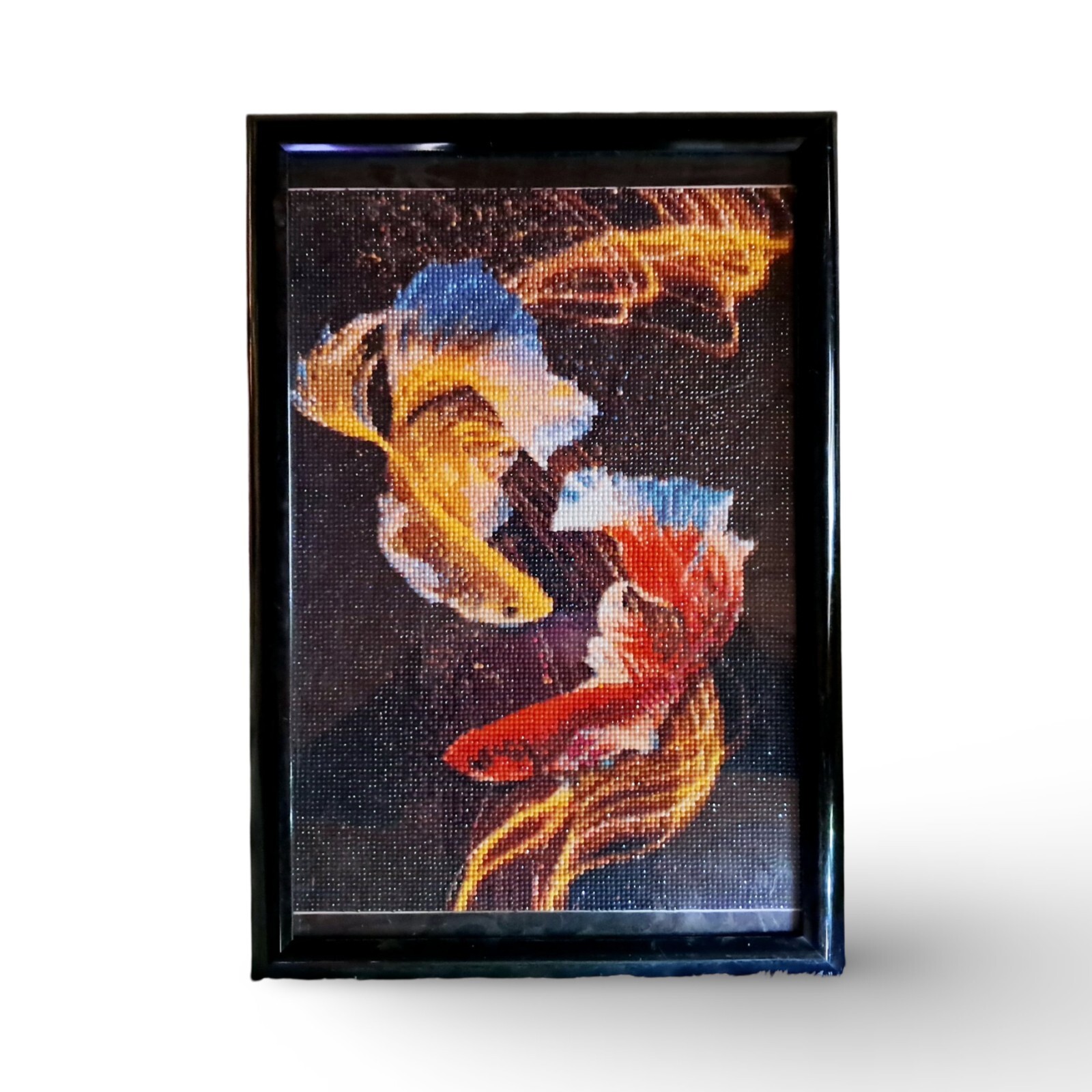 Betta Artwork Diamond Painting Orange Red Siamese Fighting Fish Framed