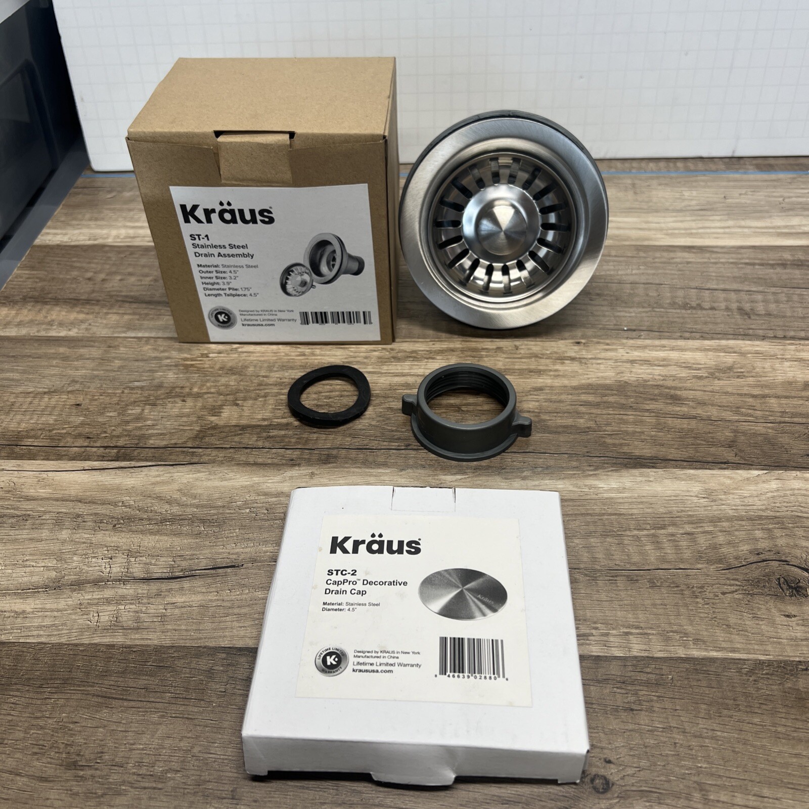 New Kraus ST-1 Stainless Steel Kitchen Sink Drain/Strainer - 4.5 Inch Diameter