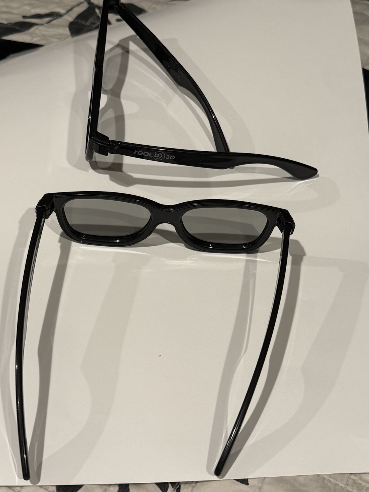 Real D 3D Glasses Video Movies Black Thick Frame 6" Long Retro Style - Set Of 2