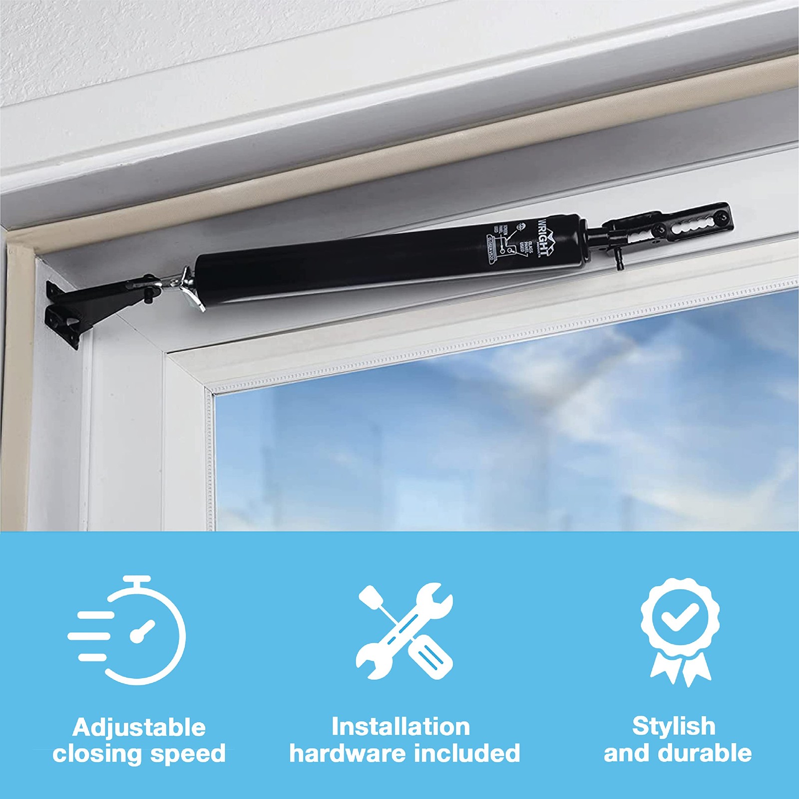Pneumatic Storm Door Closer – Adjustable, Smooth-Closing with Hold-Open Washe...