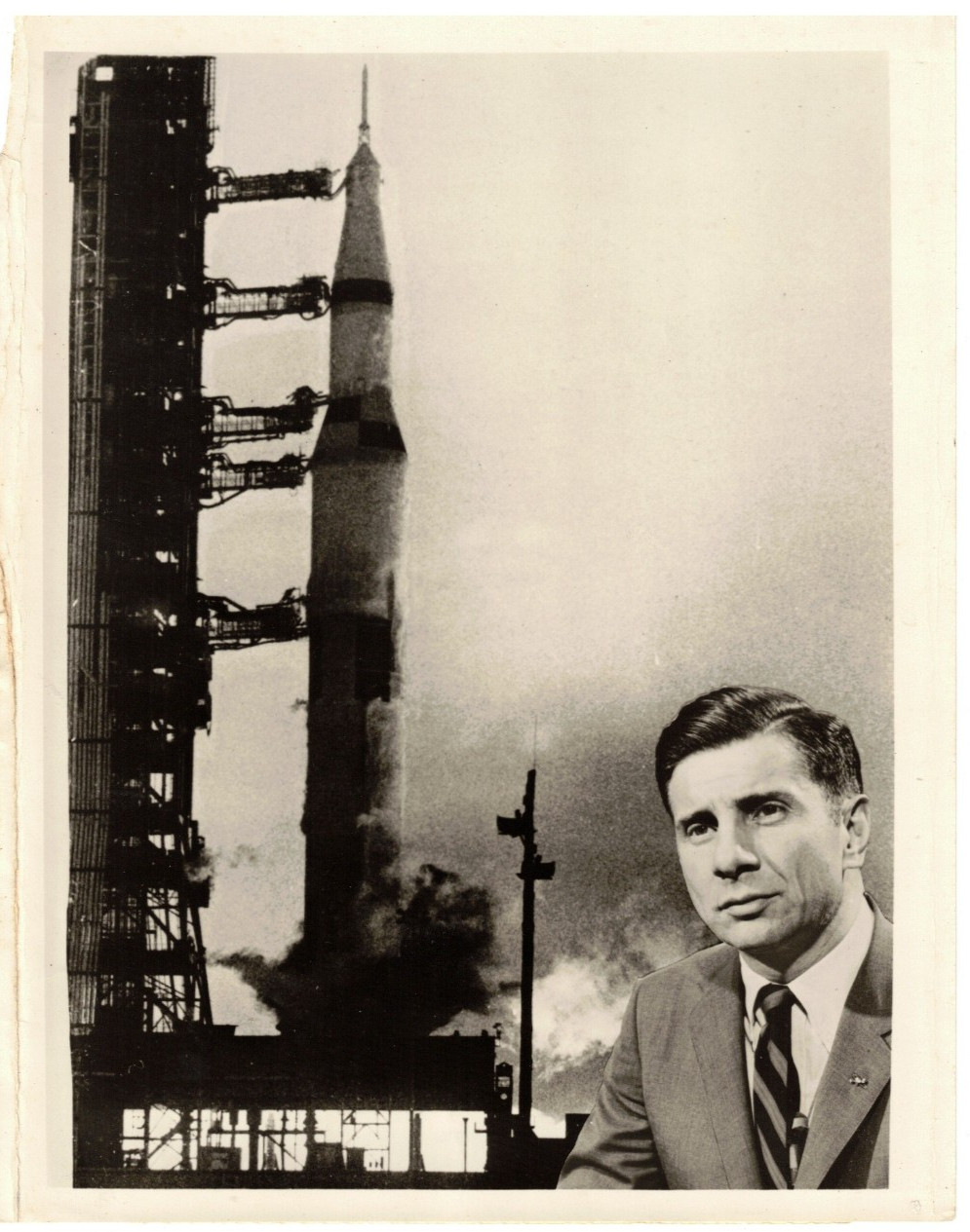 VINTAGE ORIGINAL 1969 APOLLO 8 ABC NEWS PRESS PHOTO! 7x9"! JULES BERGMAN! B&W!