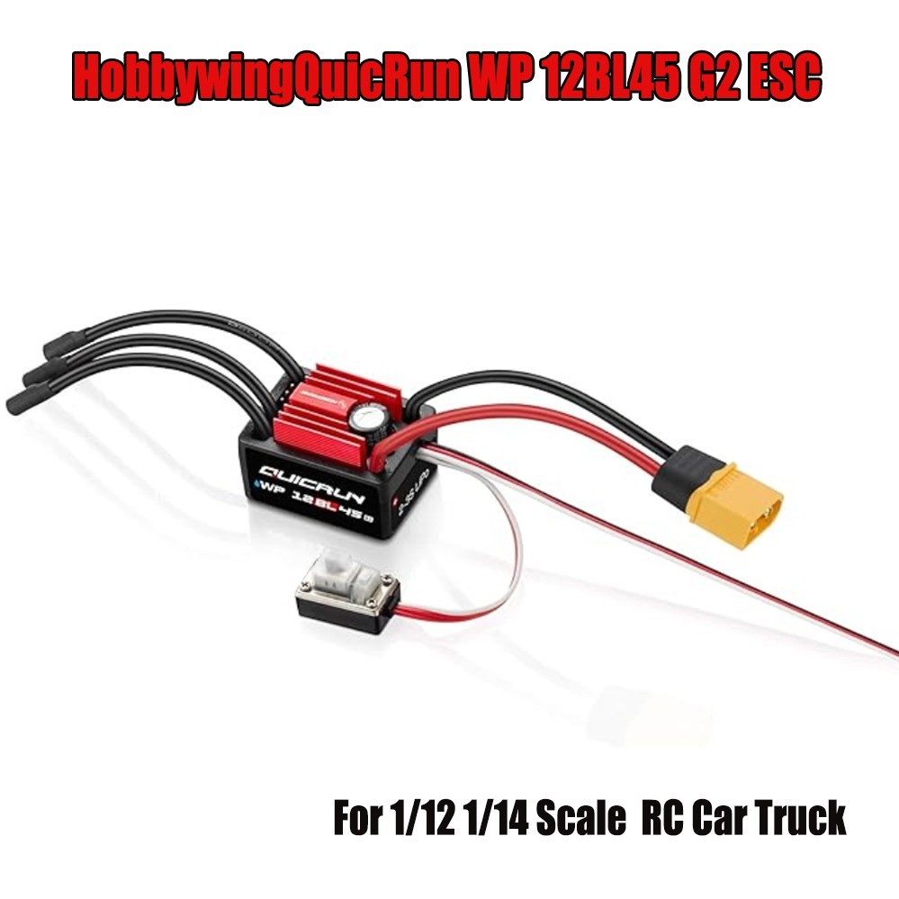 Hobbywing QuicRun WP 12BL45 G2 45A 2-3S Brushless ESC For 1/12 1/14 Scale RC Car