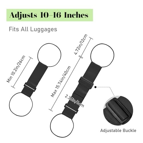 Multi Use Strong Adjustable Luggage Connector Straps for Suitcases,2 Pack Black