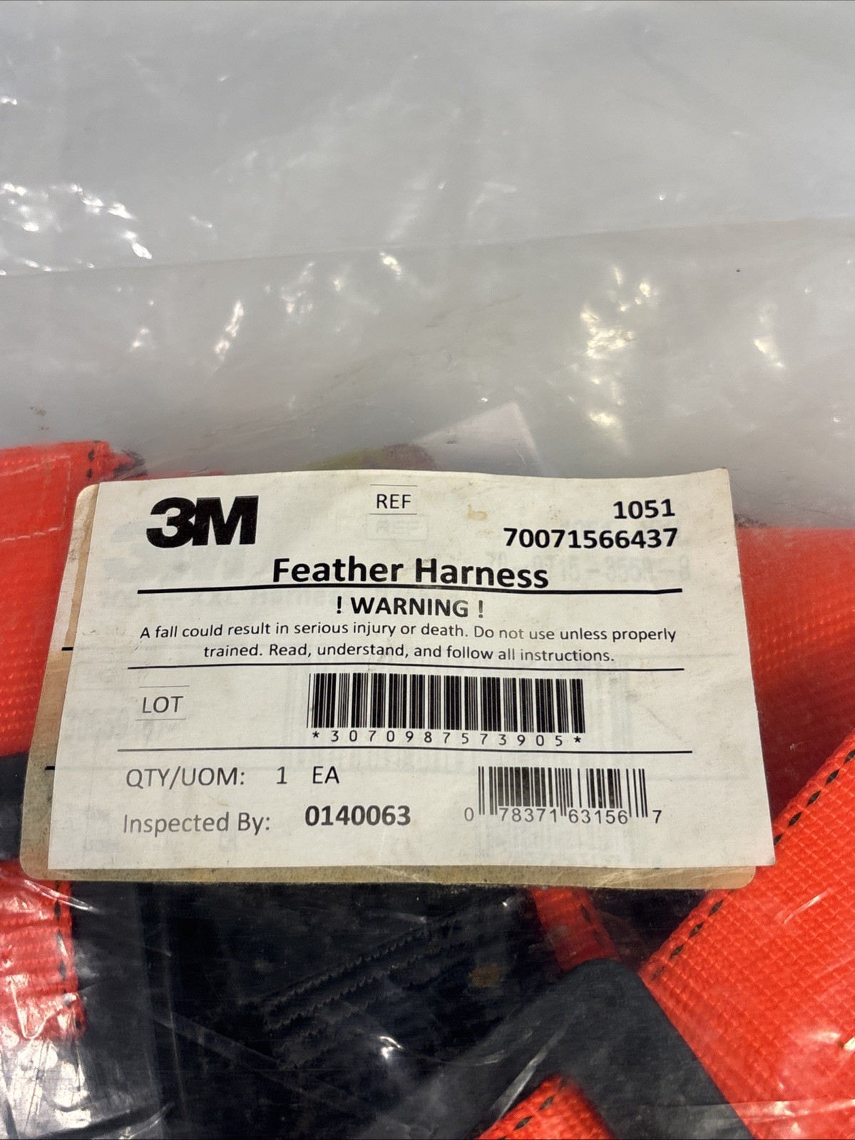 3M Feather Harness 1051 Personal Safety Fall Protection ANSI/Osha Standards