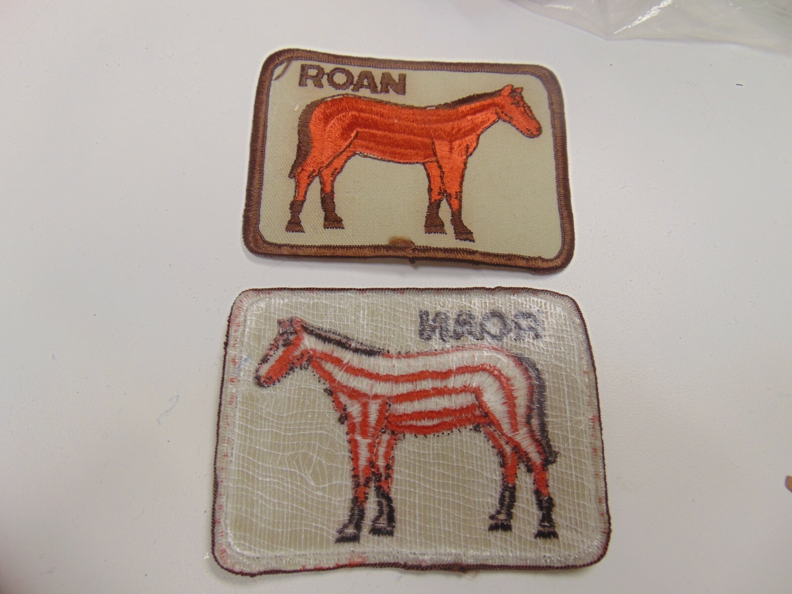 PATCH SEW ON OLDER ROAN PICTURE OF A HORSE