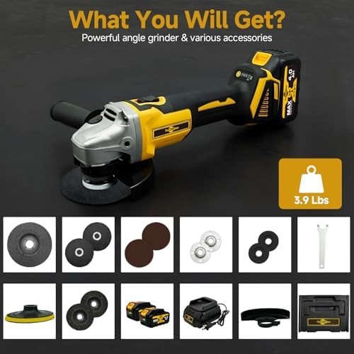 21V Brushless Cordless Angle Grinder Kit w/ Batteries