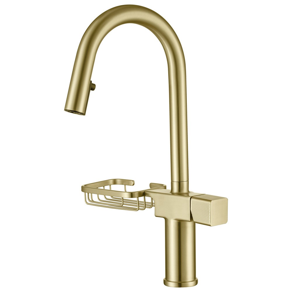 High Arc Pull Down Kitchen Faucet Single Hole Stainless Steel Modern Sink