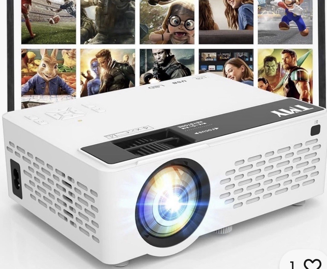 TMY 1080P LCD Portable Projector 7500 Lumens HDMI USB VGA AV Speakers Black