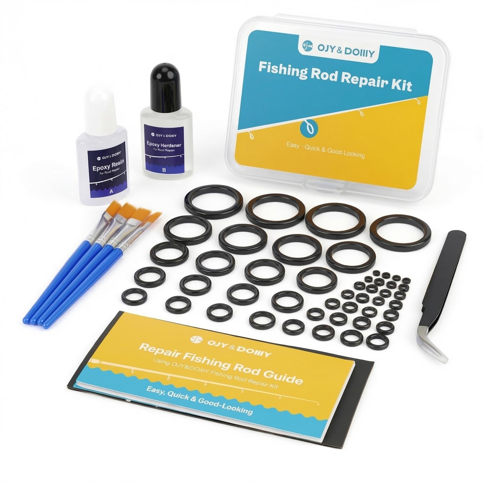 Fishing Rod Repair Kit, Ceramic Eyelet Inserts Replacement Kit Small, 1 IN 1