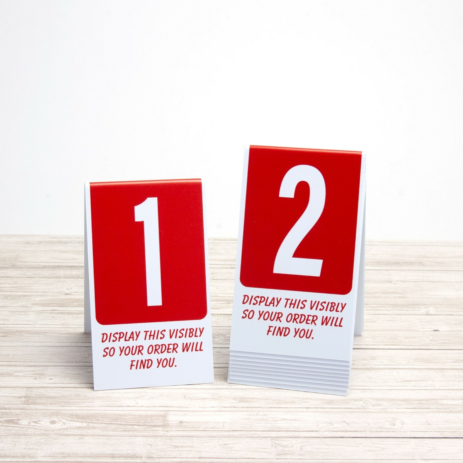 Restaurant Table Numbers 1-50, Red w/ White Number, Tent Style, Free shipping