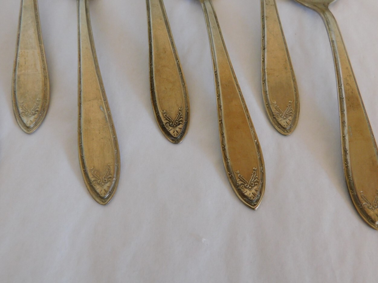 7 Teaspoons - ROGERS NICKEL SILVER - Scroll Leaf Pattern #P73