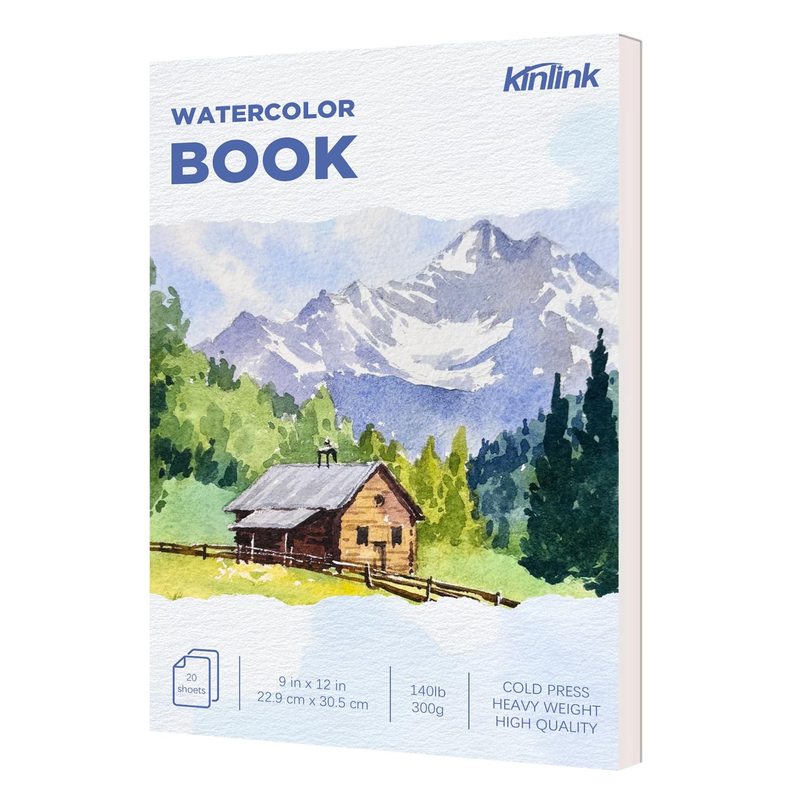20 Sheets 9x12 Inch 140lb/300g Cold Press Watercolor Paper Pad Sketchbook