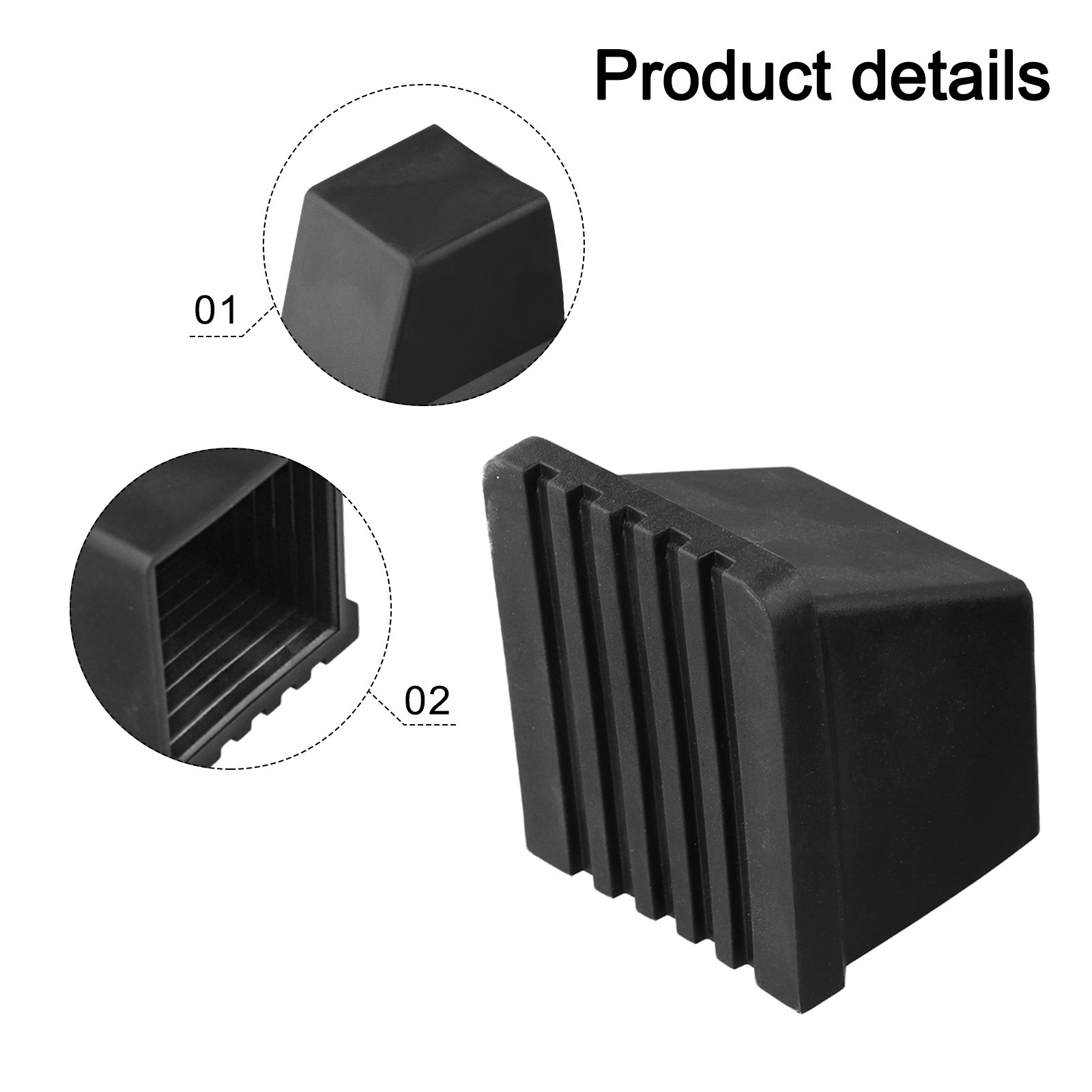 End Caps Set of 4 Rubber Covers for Gym Equipment with Standard Size of 5