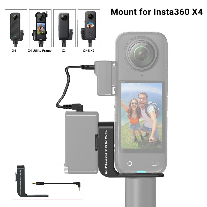 Extension Bracket Mount+Audio Cable For Insta360 X4/X3/X2 Compatible DJI Mic 2