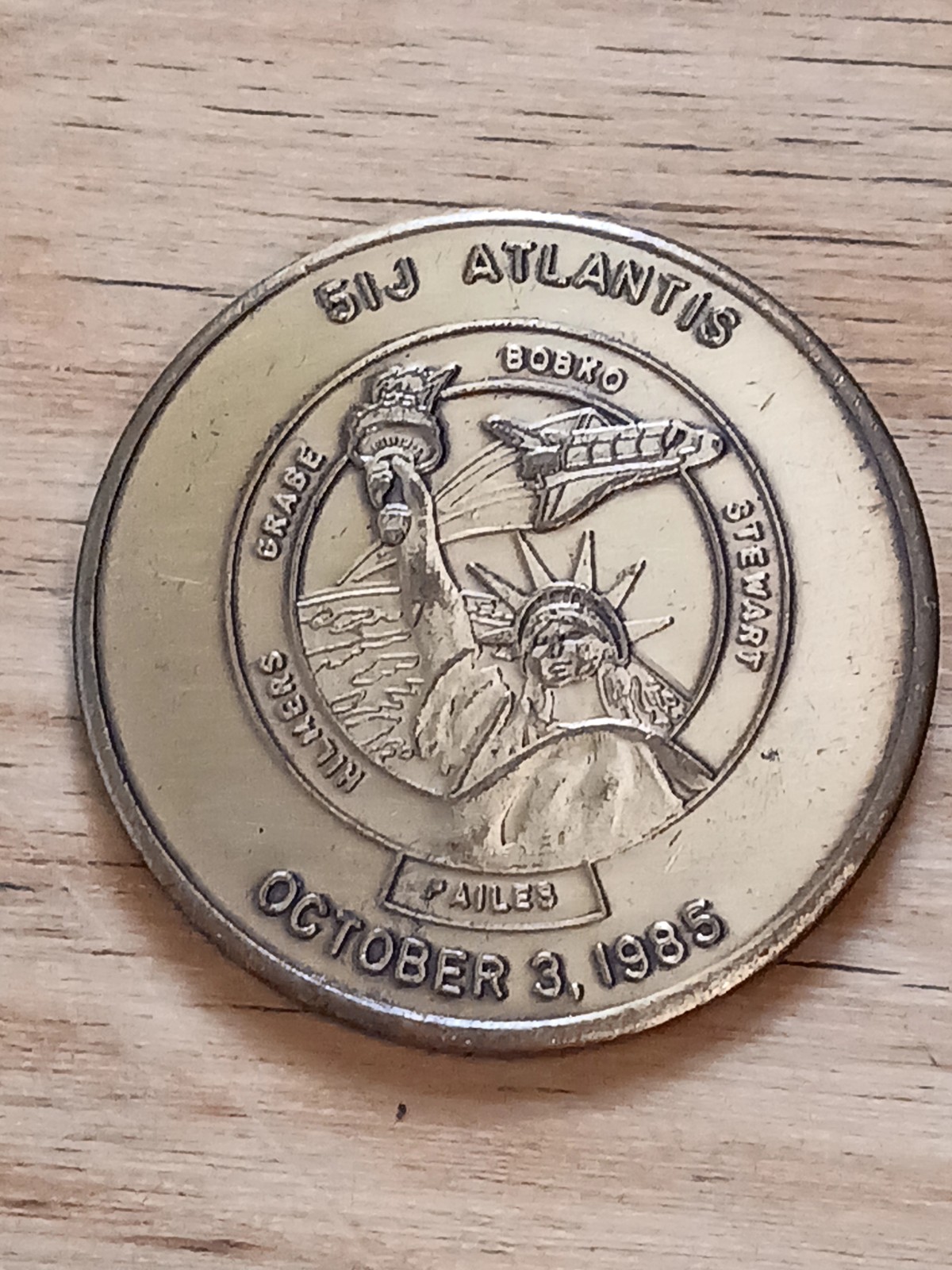 Bronze Commemorative 1.5" Space Shuttle Atlantis Maiden Voyage Token