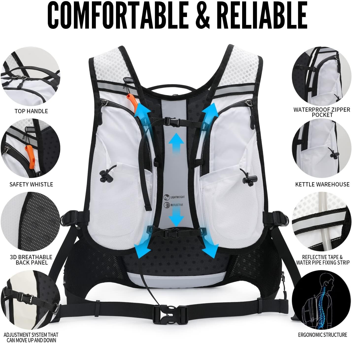 Hydration Pack Backpack, Lightweight Water Backpack with 2L Leakproof Bladdder