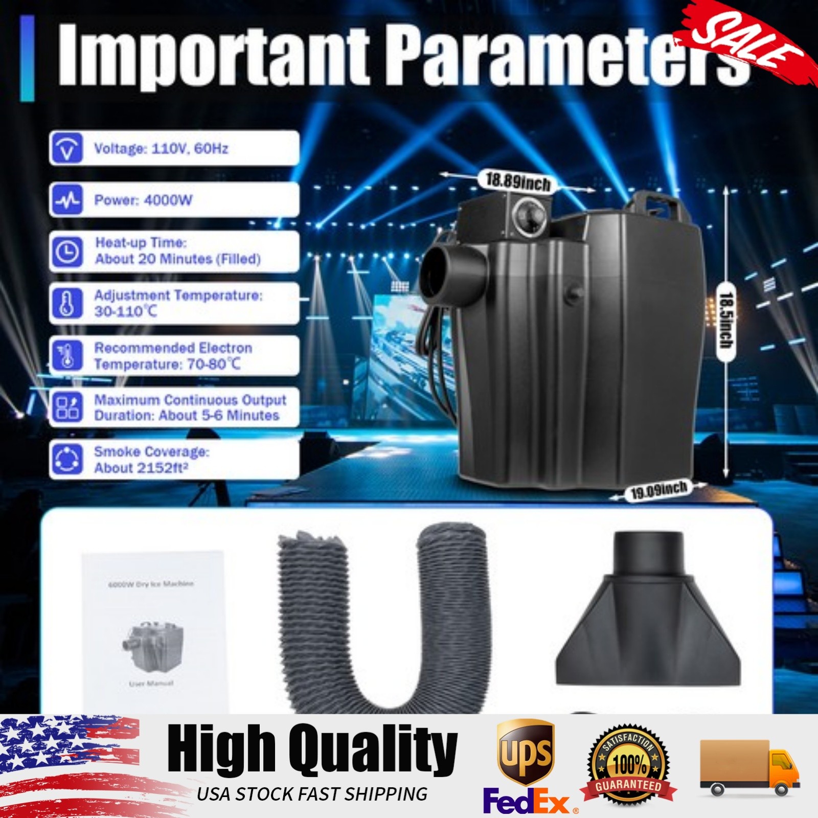 4000W Dry Ice Fog Machine Low Lying Smoke Machine Stage Effect For Wedding Party