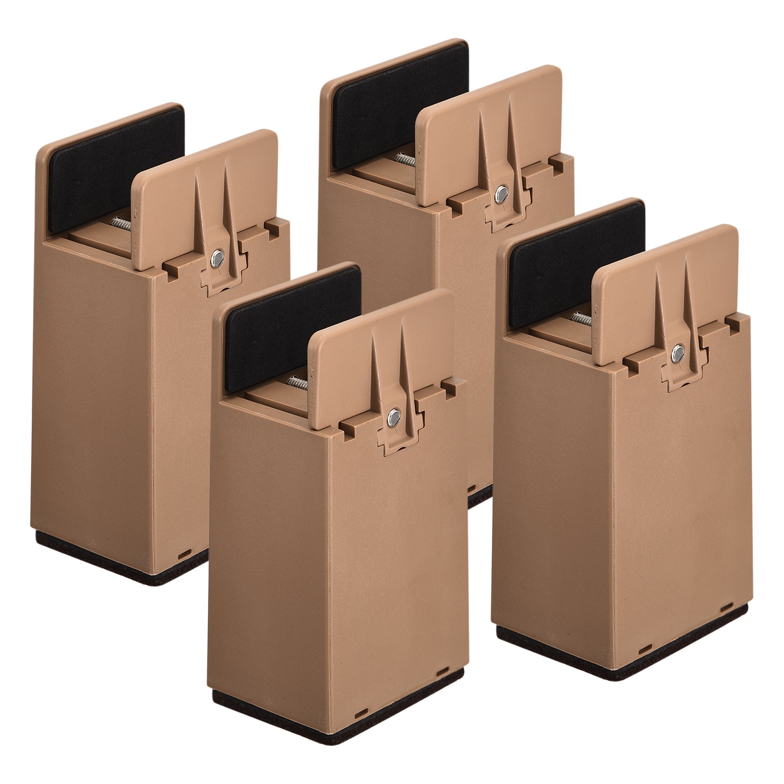 4Pcs 4" Bed Risers Furniture Risers for Furniture Thickness 0.39-1.45" Brown