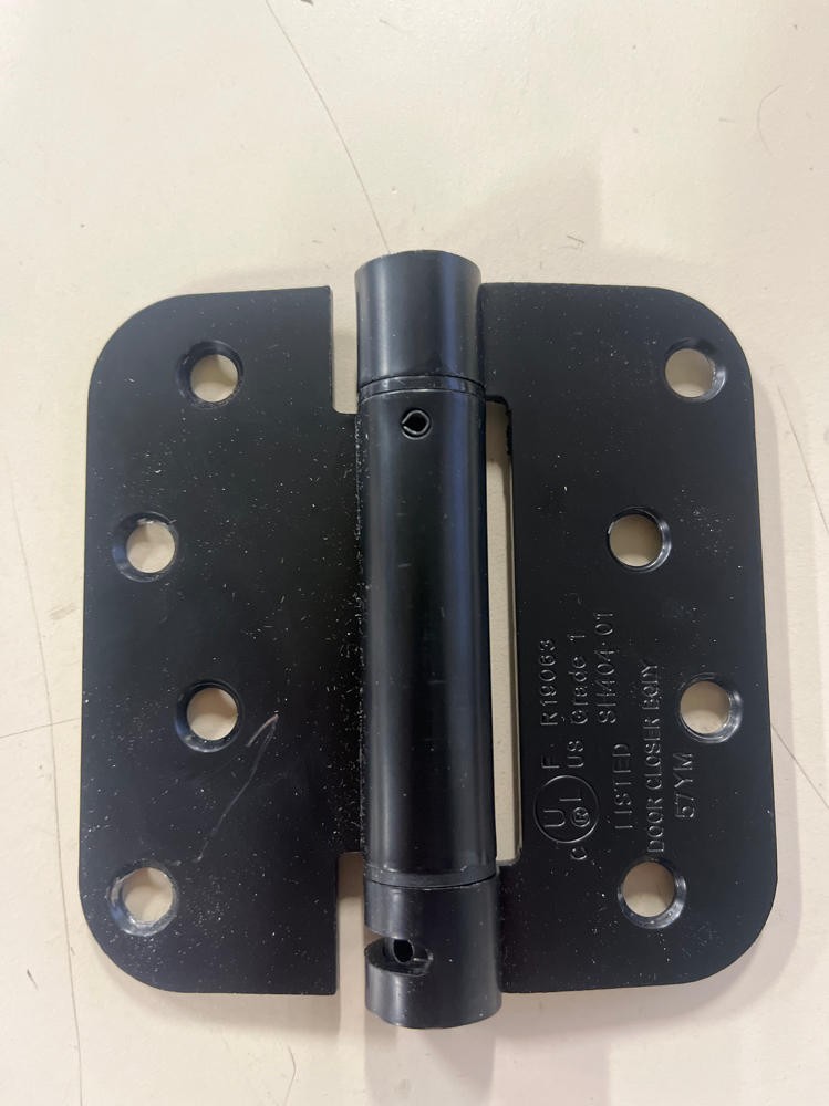Deltana DSH4R51B 4" x 4" 5/8" Radius Spring Hinge; Flat Black Finish