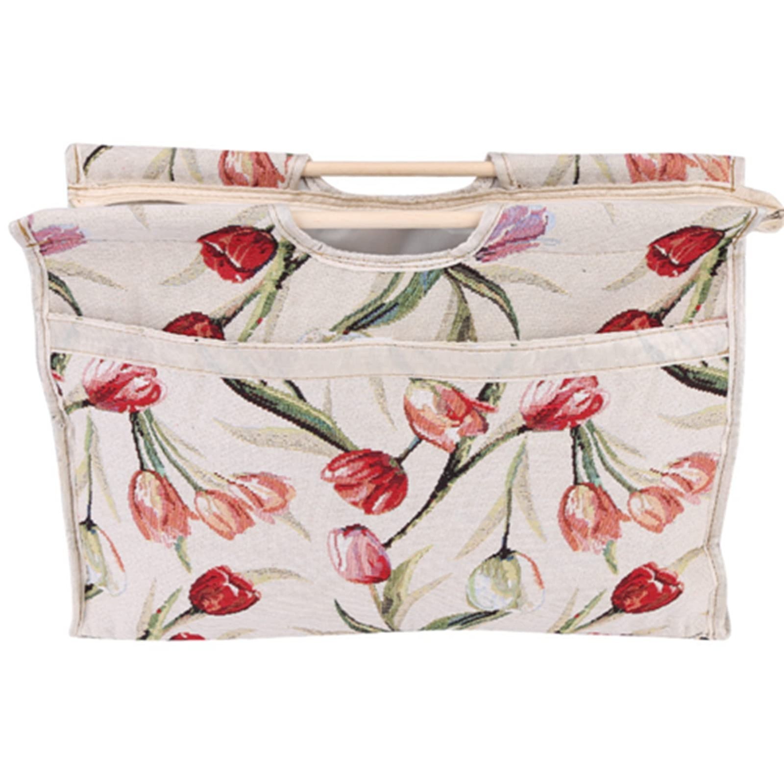 Knitting Tote Bag,Exquisite Size: 42*30*11cm/16.5*11.8*4.3in, Red Flower