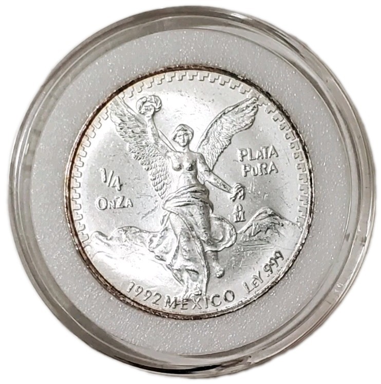 1992 1/4 Oz Silver MEXICAN LIBERTAD BU Coin.