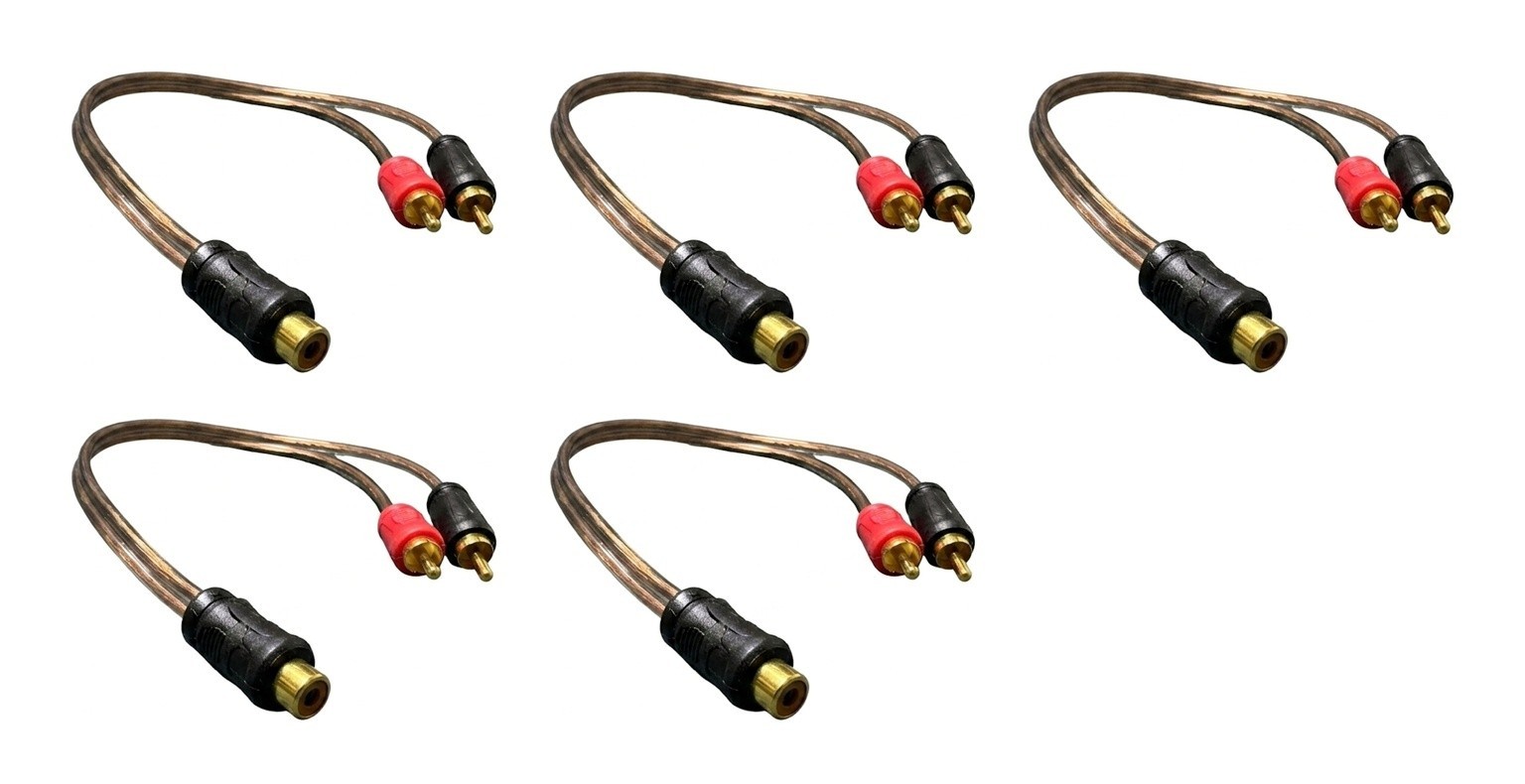 IMC Audio SPLITTER1 x5 RCA Y Cable 1 Female 2 Male 12 In Gold 5 Pack