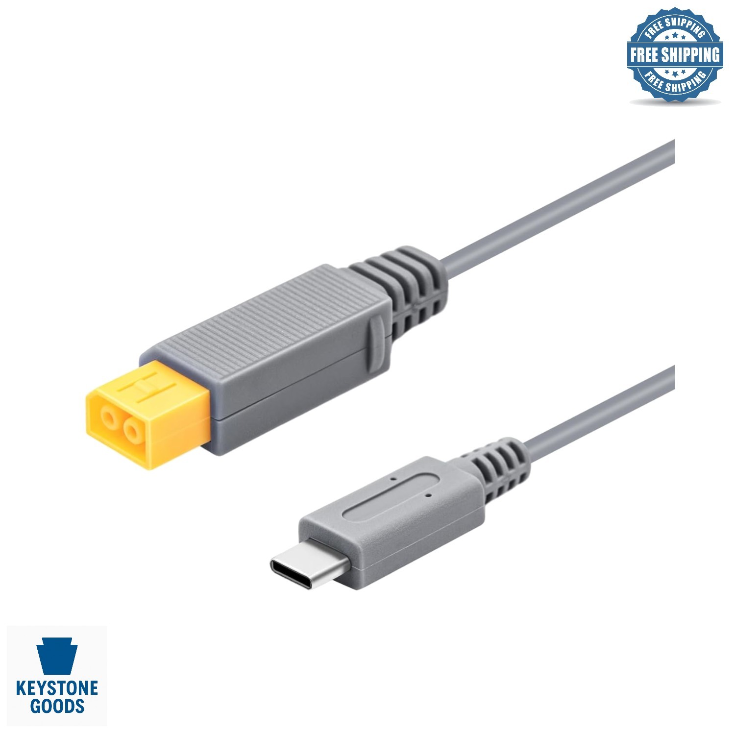 6.5Ft Type C Power Cable for Wii U - Compatible with 35W-65W Power Adapter