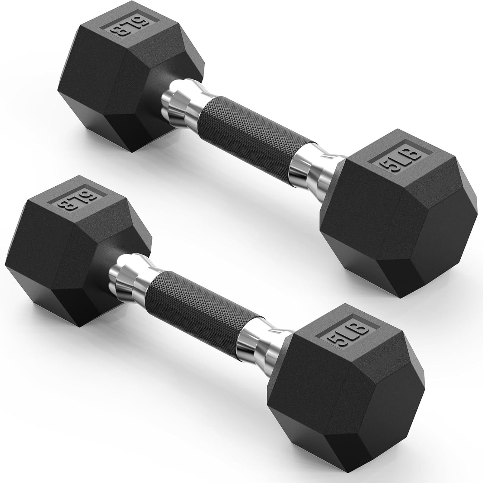 Hex Dumbbell Set 2.5 to 125 Pounds Rubber Coated Hand Weights Durable Cast Iron