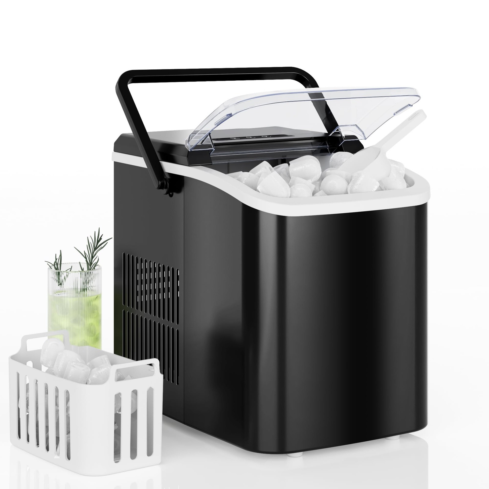 Encimera De Maquina Para Hacer Hielo 26.5 lbs Electrica En Casa Cubos Portatil
