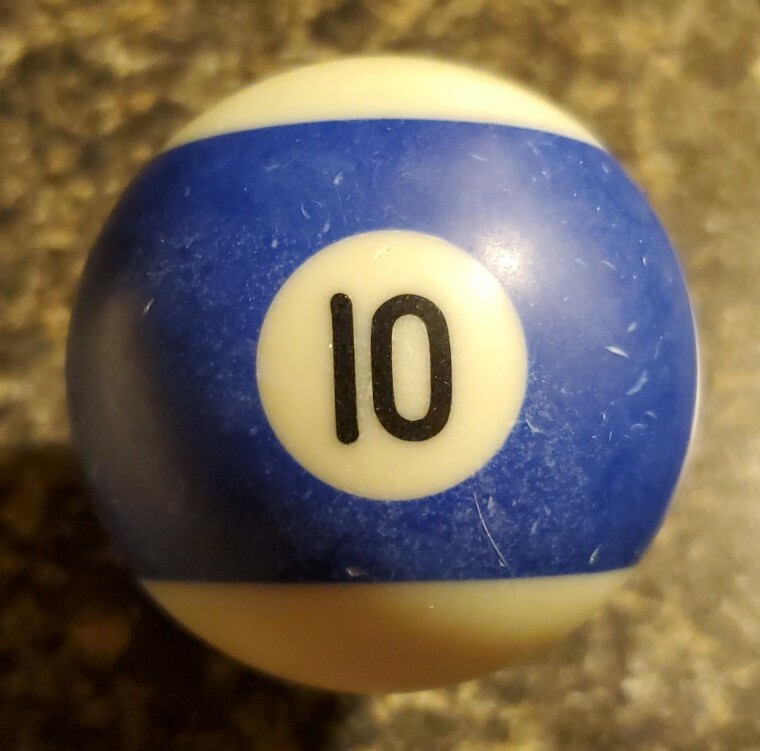 Replacement Vintage Pool Ball 10 Ball Striped Blue