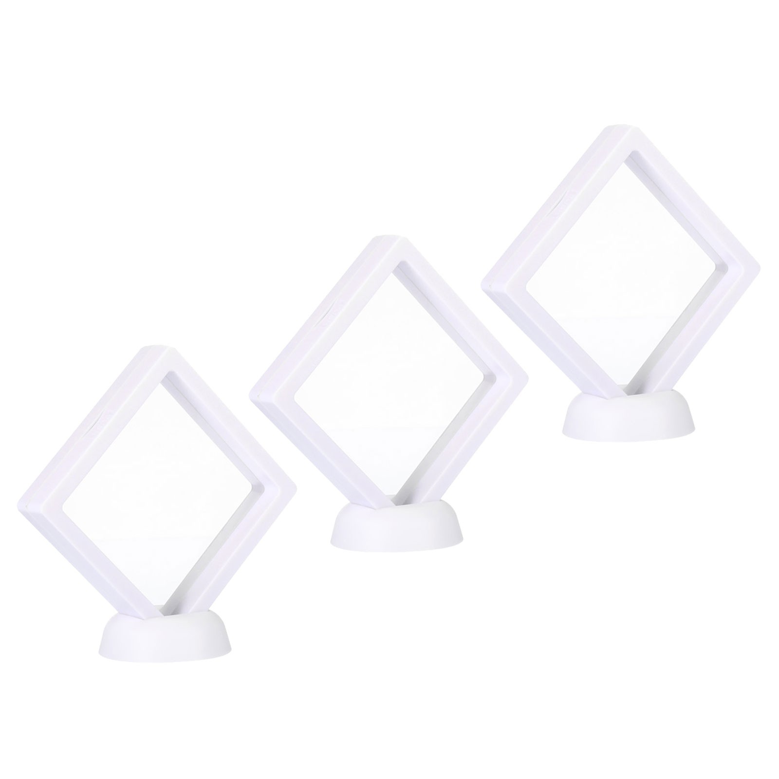 3Pcs 3D Floating Display Case, Coin Display Holder Case(White, 3.5x3.5″)