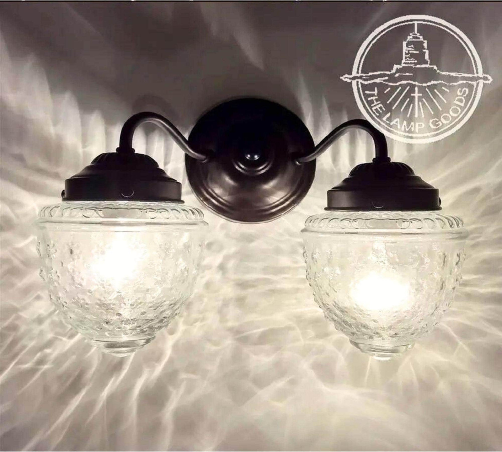 New  Vintage Bathroom Light Fixture Double ISLAND FALLS Glass Lighting Wall