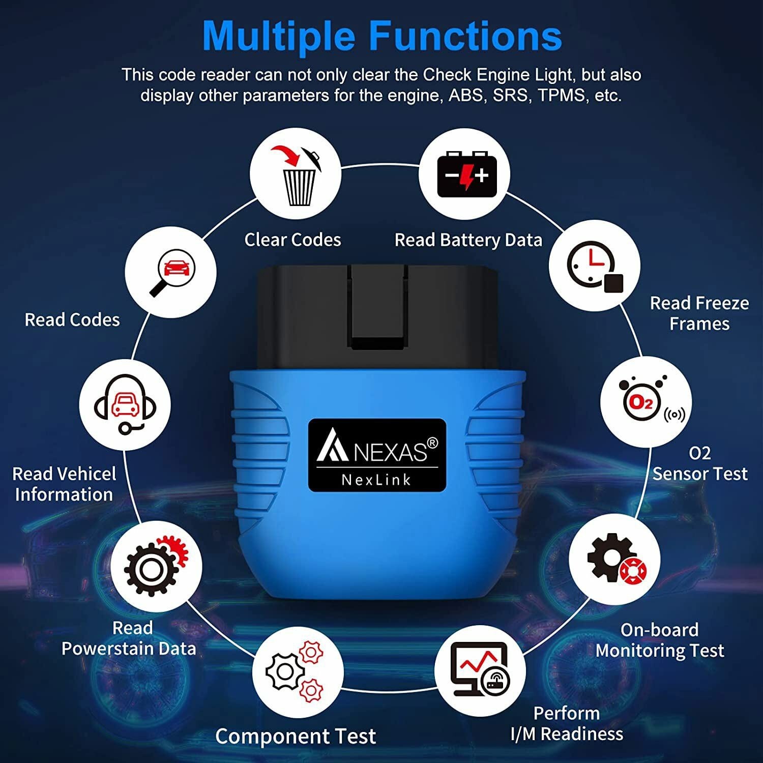 NEXAS NexLink Car Bluetooth OBD2 Scanner Diagnostic Scan Tool for IOS Android