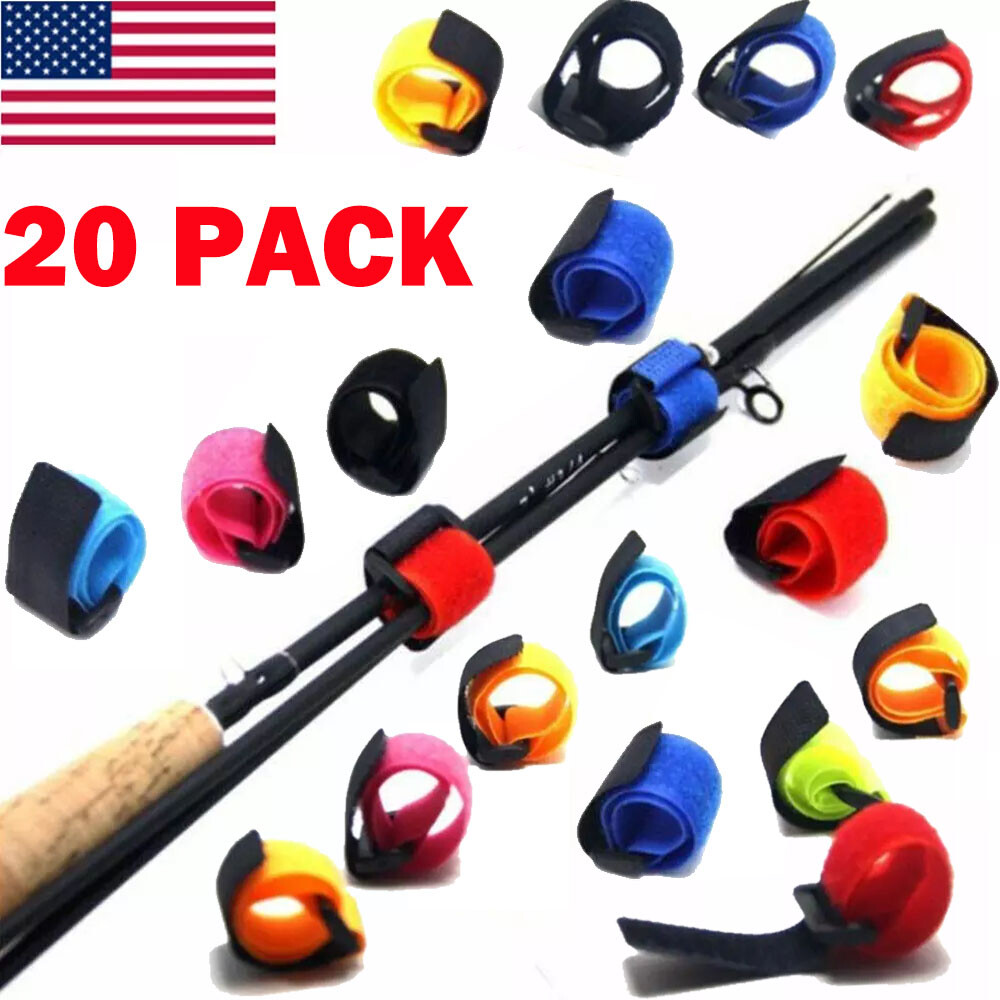 20x Fishing Rod Tie Strap Tackle Wrap Band Fish Pole Holder Fastener US