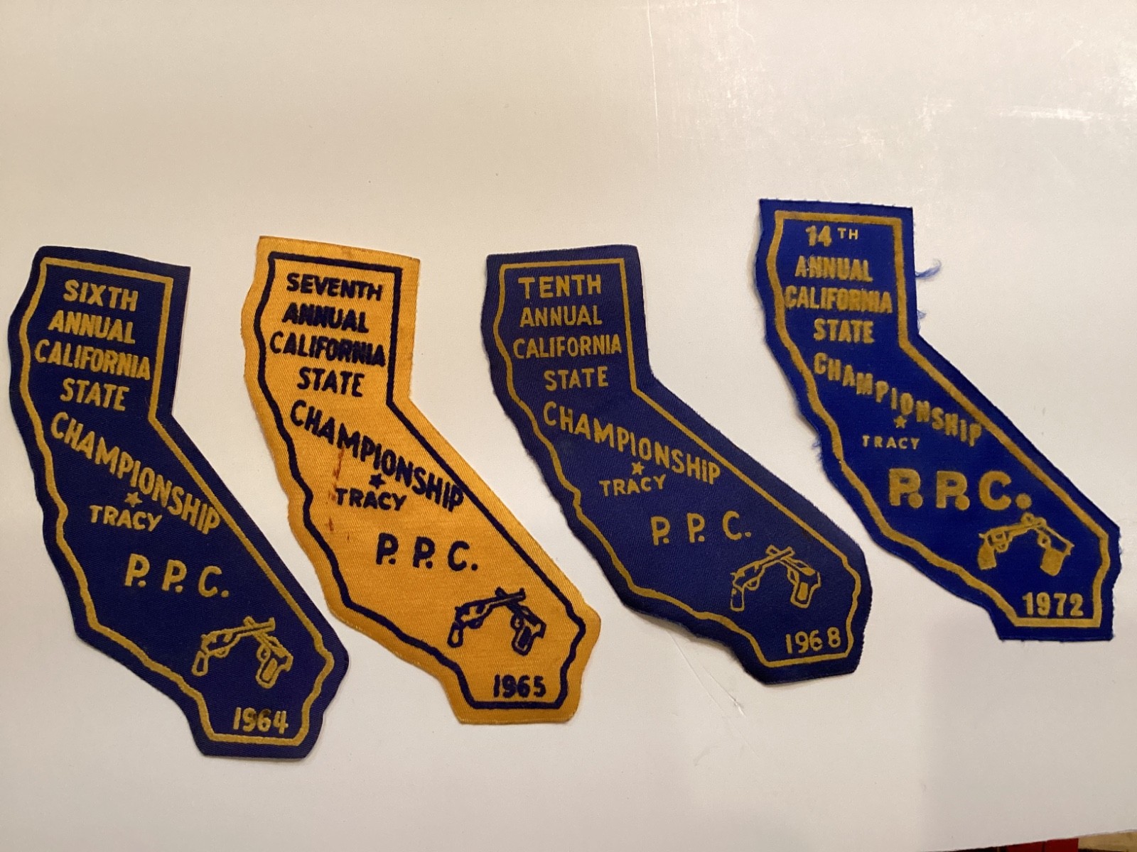 Lot of 4 CALIFORNIA STATE PPC  Police Pistol Match Patches 1964,65,68,72