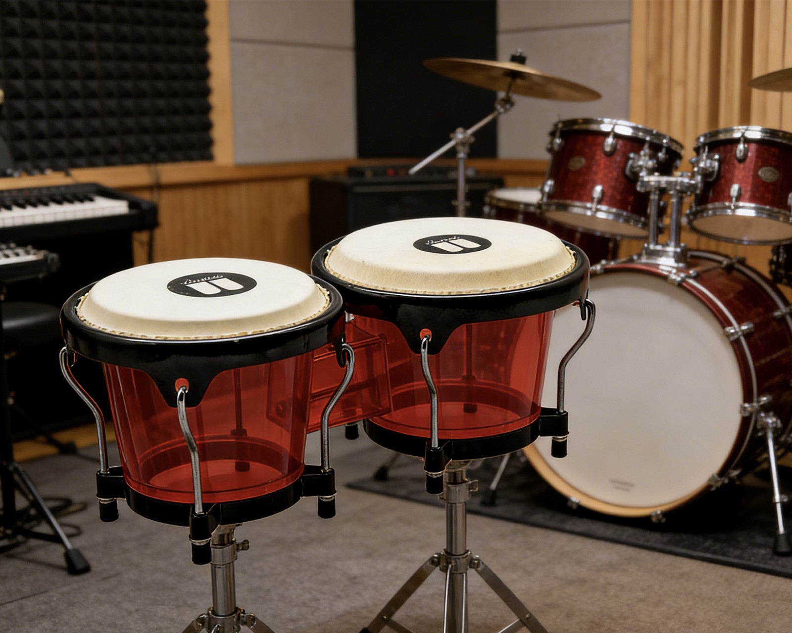 Beatello Acrylic Bongo Drum Sheepskin Head Percussion Rich Resonant Hand Drum