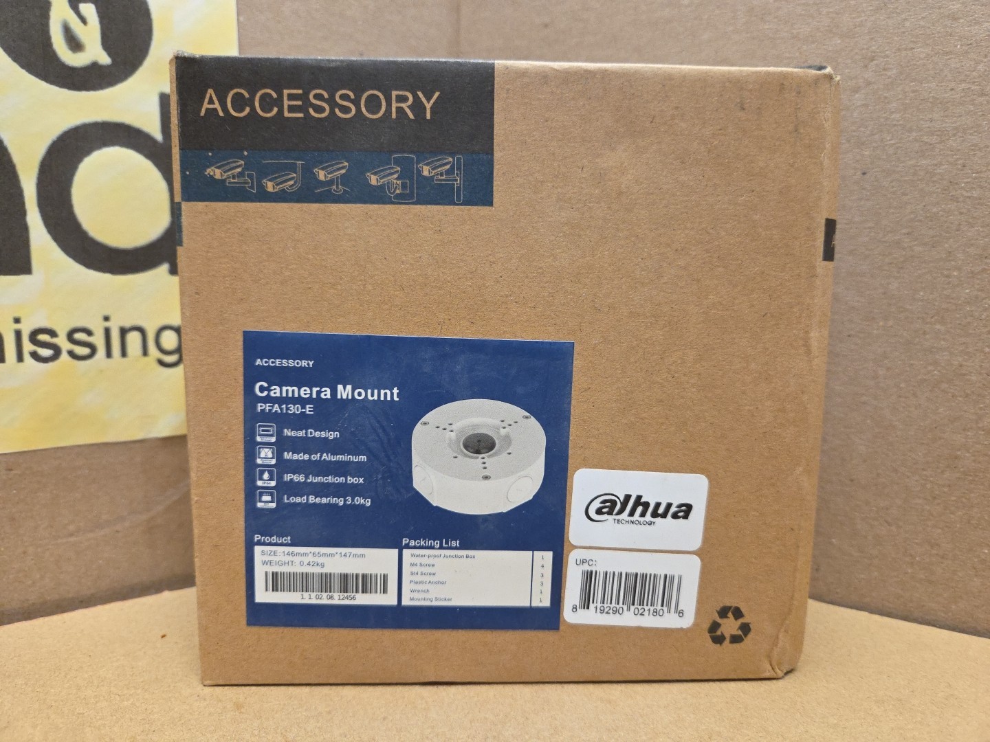 Dahua PFA130-E Waterproof Junction Box Mounting Base For CCTV IP Bullet Camera