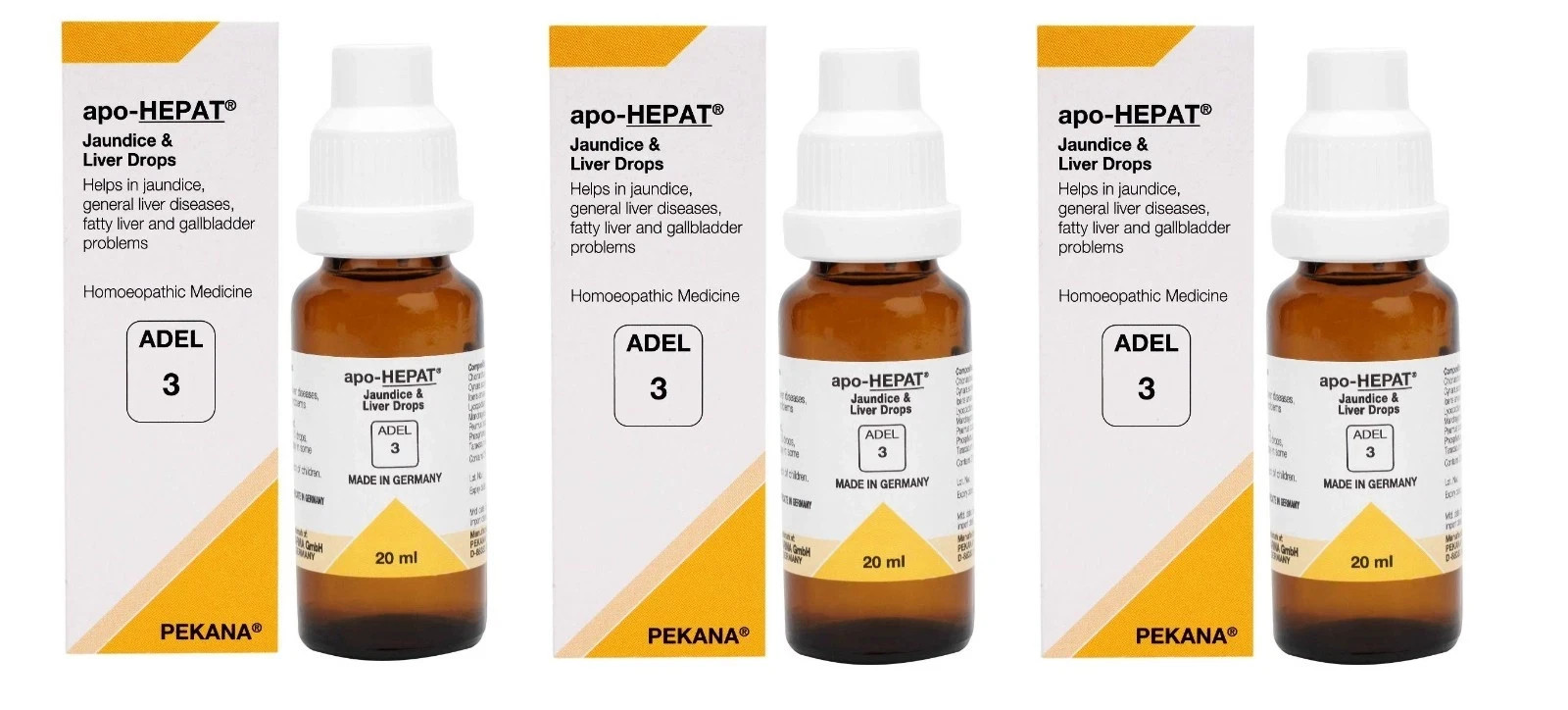 ADEL 3 Jaundice & Liver Drops Pack of 3 Natural Homeopathic Support