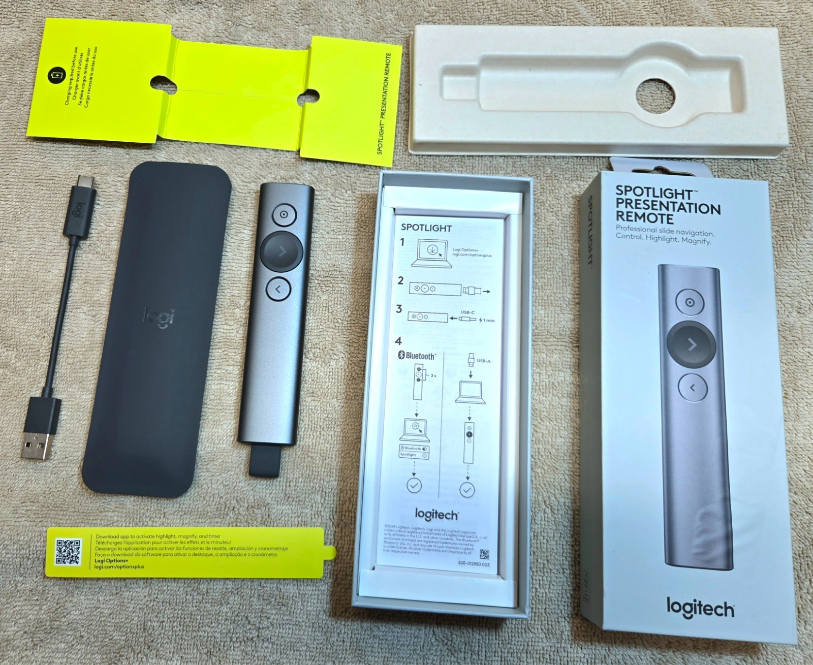 Logitech Spotlight Presentation Pointer Remote, 910-004654, Slate, Never Used