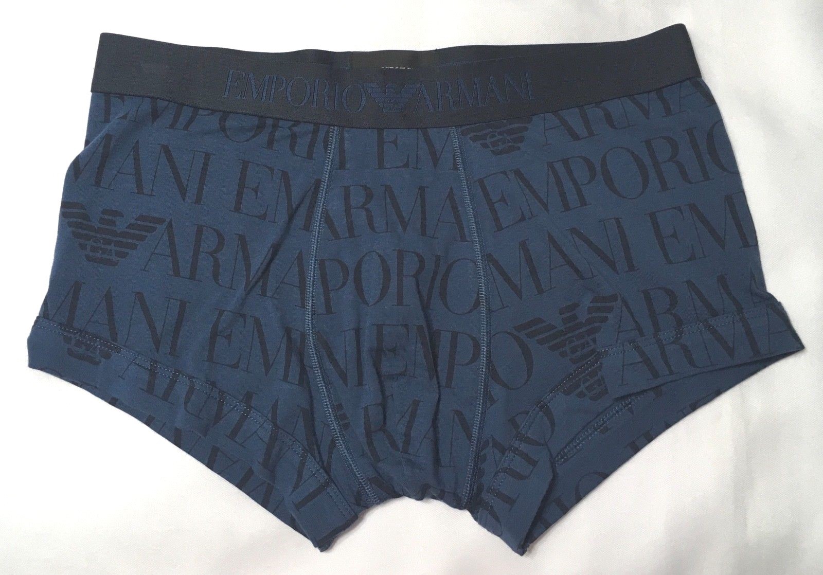 Emporio Armani men's logo mania cotton stretch trunk Underwear Blue S M L XL