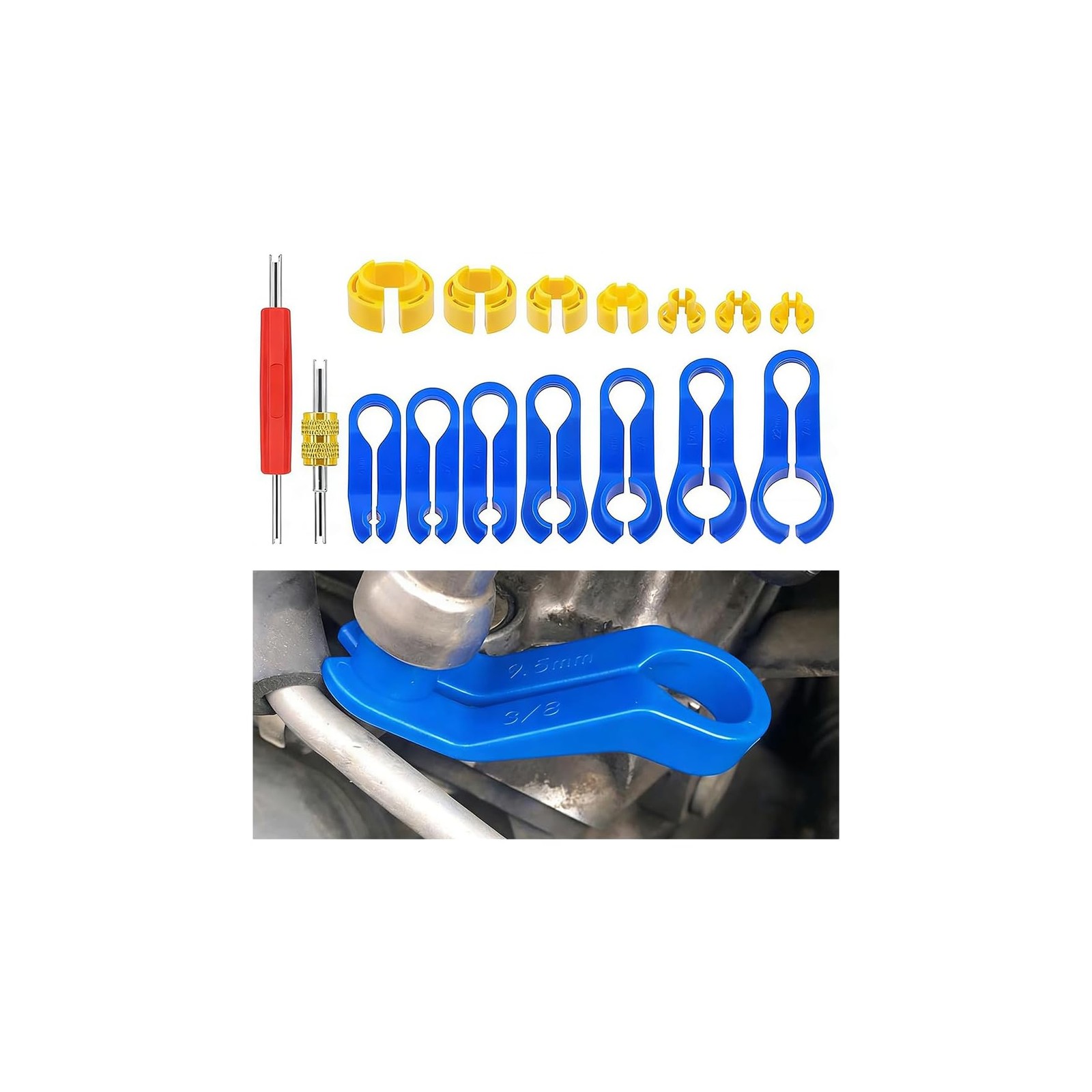 Zpana 16PCS Car Fuel Line Disconnect Tool Set, 1/4 5/16 16 PCS, Multicolor