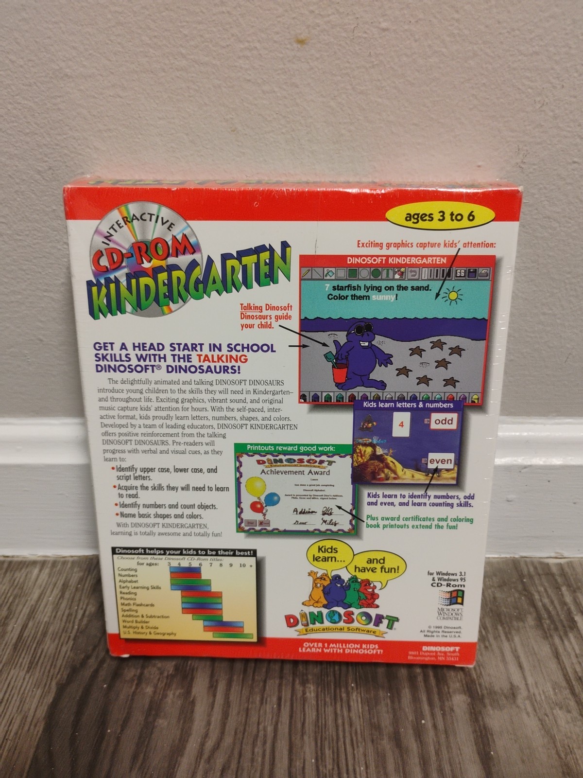 Vintage Dinosoft Interactive CD-ROM Kindergarten Windows Sealed Rare