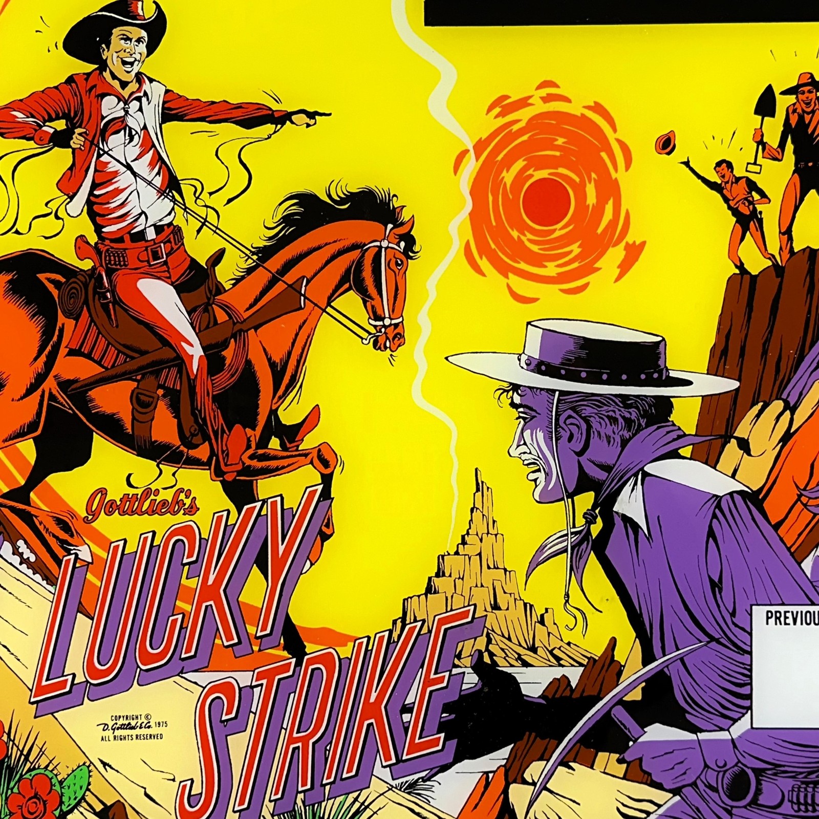 Gottlieb Lucky Strike Pinball Machine Game Backglass ORIGINAL NOS