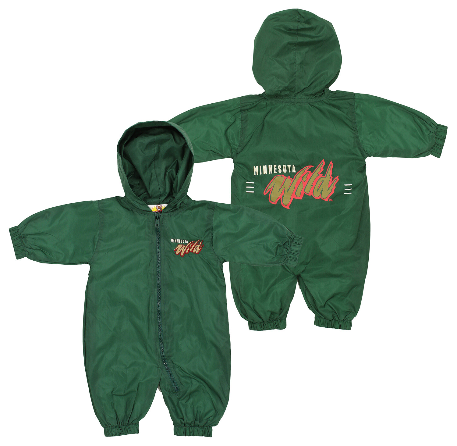 NHL Hockey Baby Boys Infants Minnesota Wild Hooded Windbreaker Coverall, Green