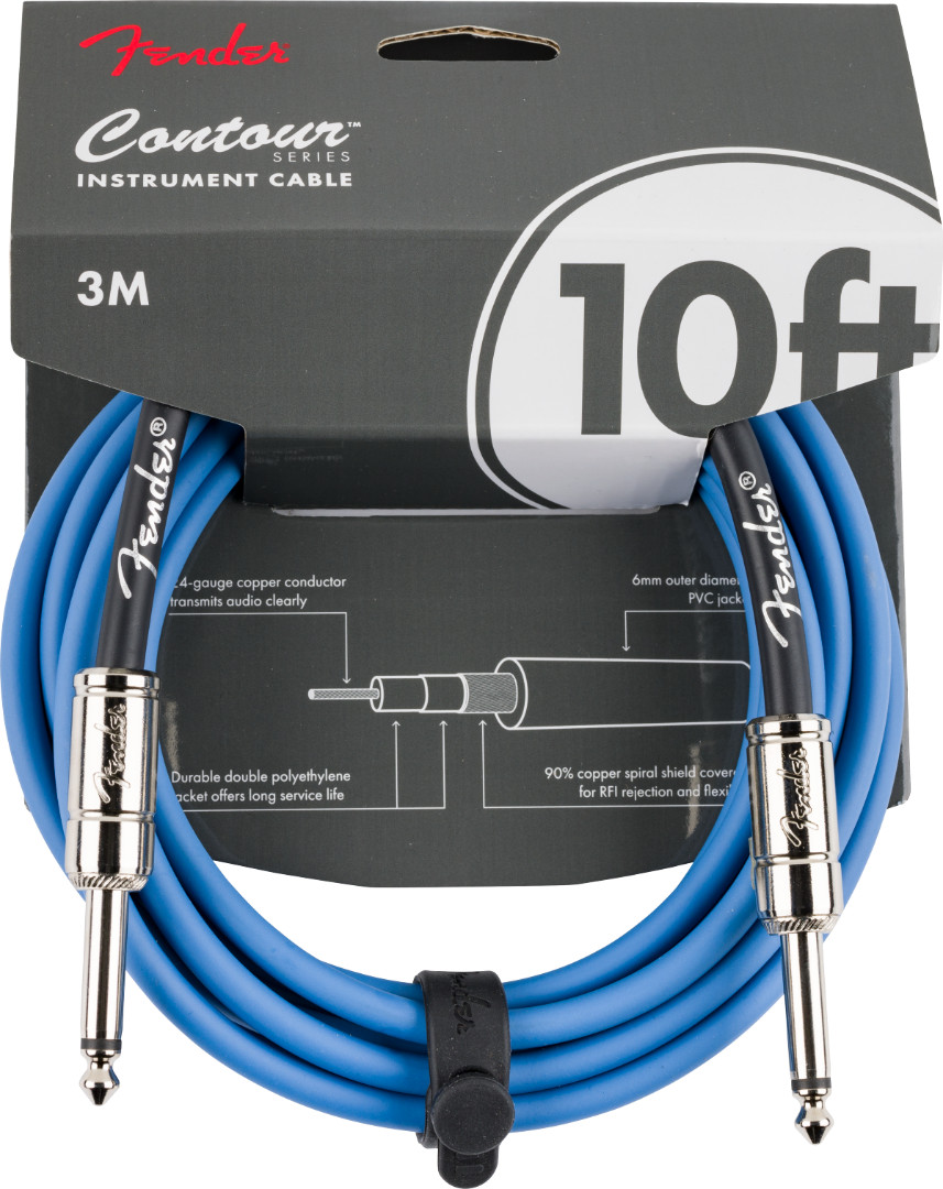 Fender Contour 10' Foot Straight Instrument Cable, Lake Placid Blue #0990571102